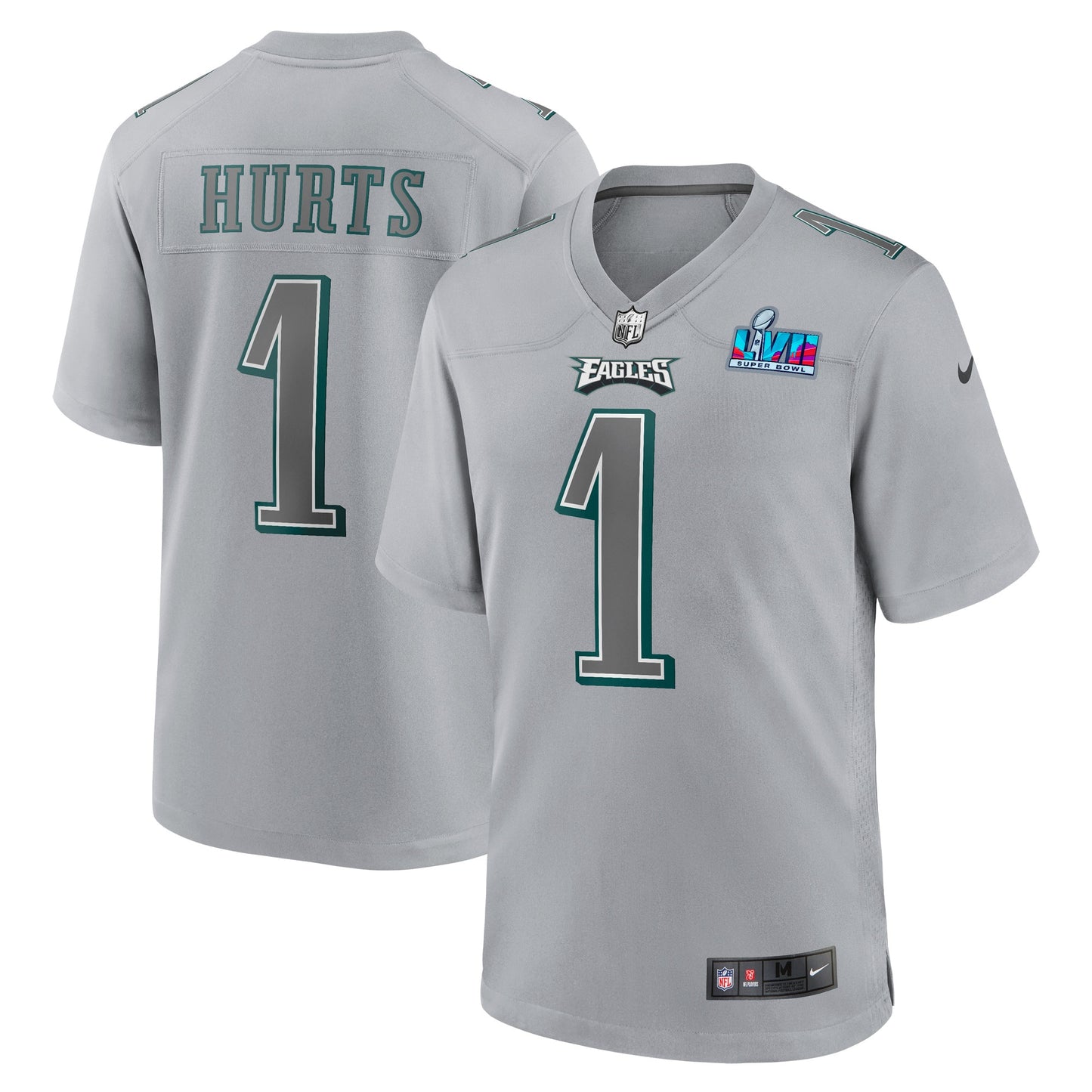 Jalen Hurts Philadelphia Eagles Nike Youth Super Bowl LVII Patch Atmosphere Fashion Game Jersey - Gray