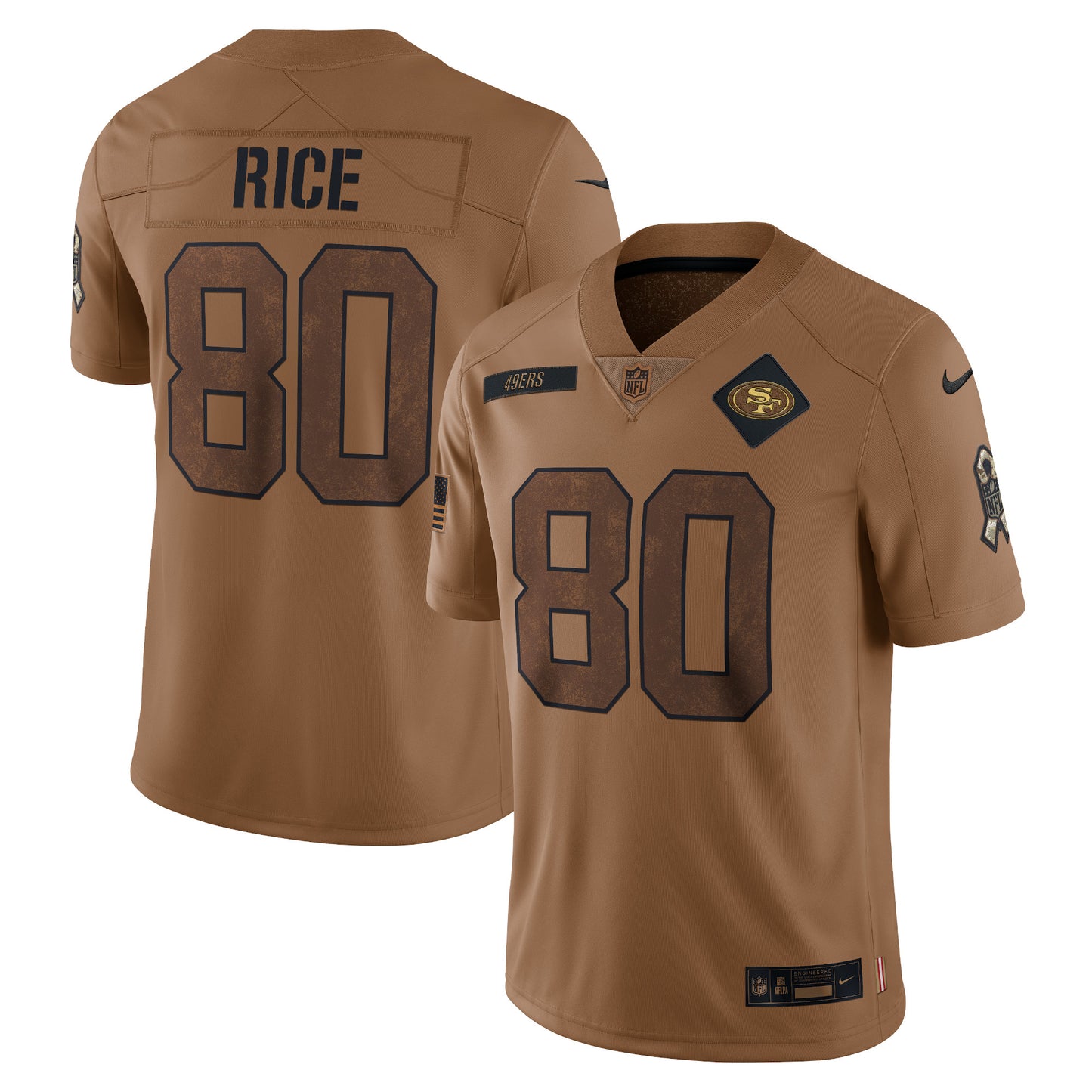 Jerry Rice San Francisco 49ers Nike 2023 Salute To Service Retired Player Limited Jersey - Brown